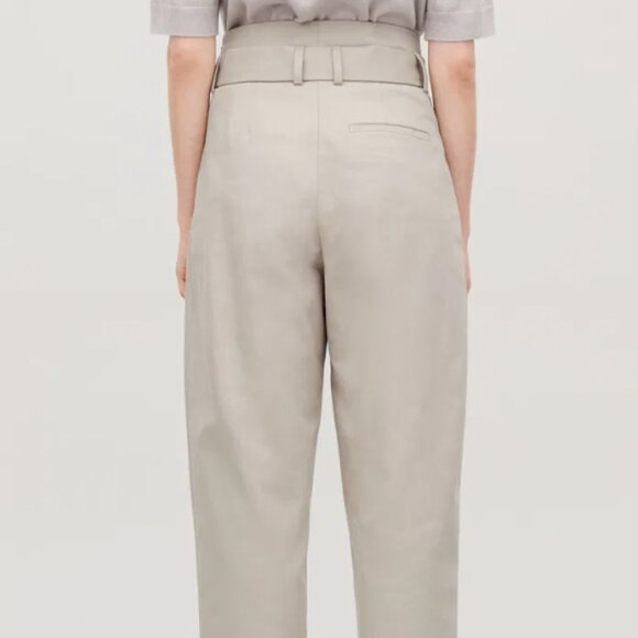 COS High Waisted Belted Cotton Trousers - Picture 4 of 11